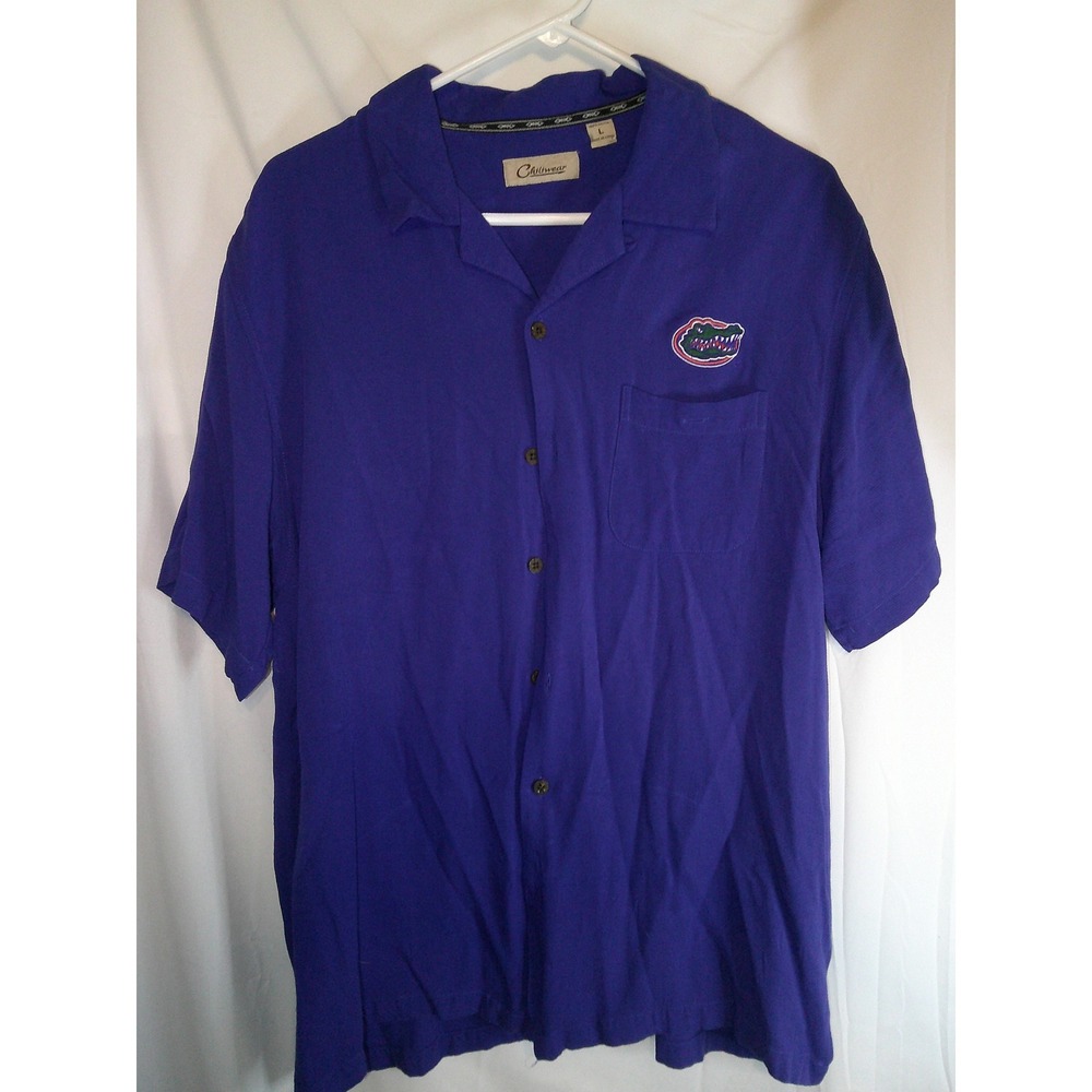 Chiliwear Florida Gators Button Up Shirt Pocket‎ Short Sleeve Blue L